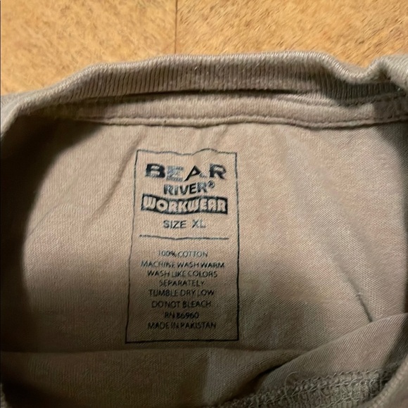Men's Bear River Workwear XL Brown Pocket T-Shirt - Picture 2 of 6